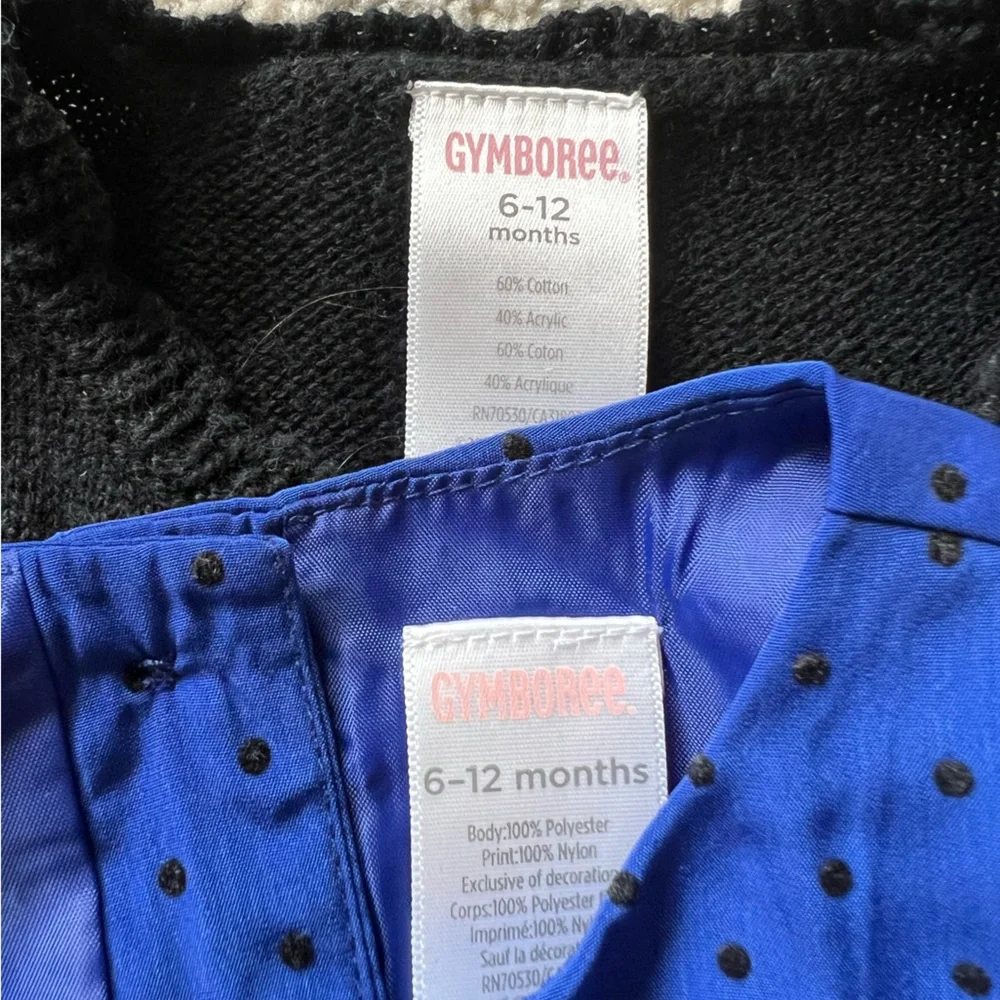 Gymboree Royal Blue Baby Girl Christmas Dress With Black Sweater Size 6-12 Month